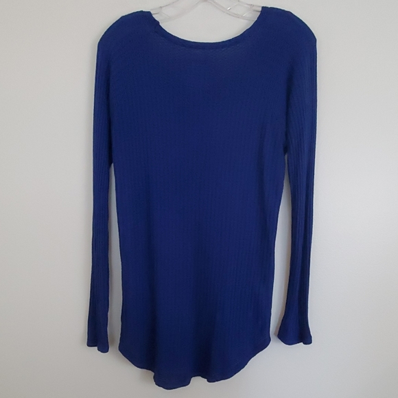 Chaser Blue Waffle Knit Top L - Picture 4 of 8